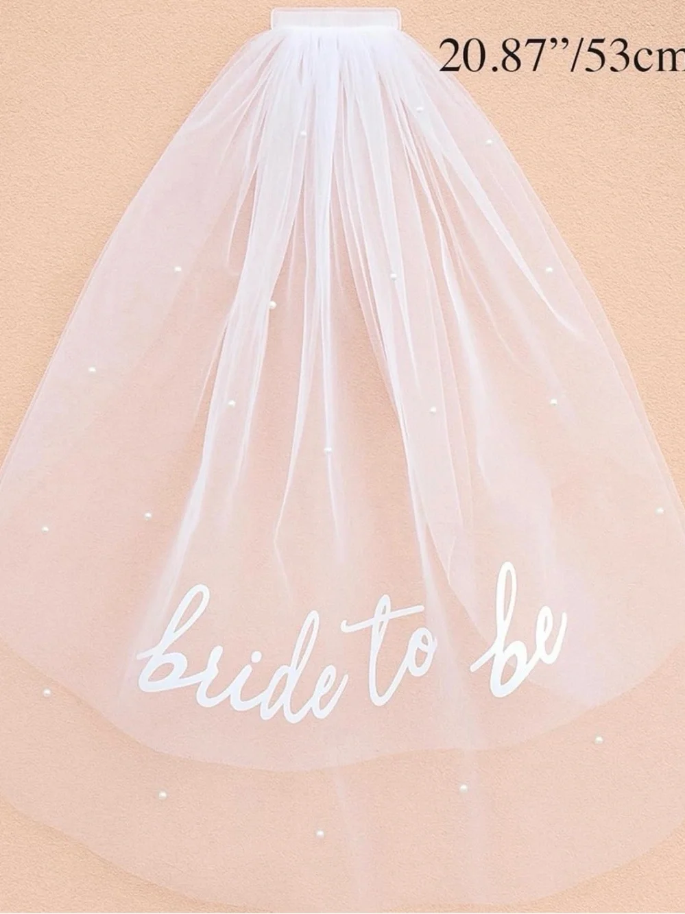 Bride-to-Be Pearl Embellished White Bridal Veil